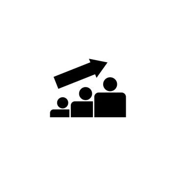 Simple black vector icon showing increasing figures with an arrow, represen.. Stock Illustration