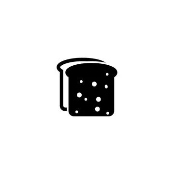 Simple black vector icon of a sliced bread loaf, representing bakery produc.. Illustrazione stock