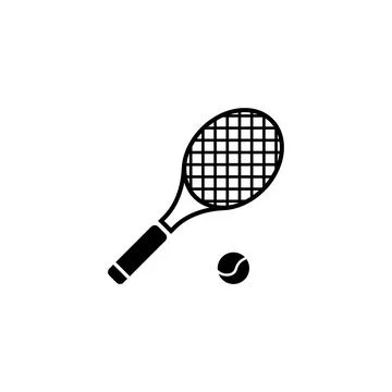Simple black vector icon of a tennis racket and ball. 스톡 일러스트