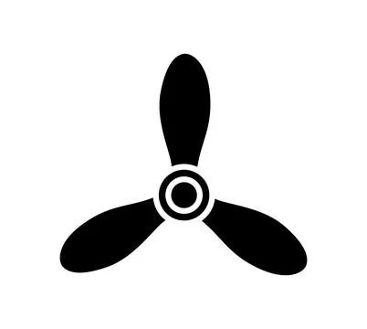 Simple black vector icon of a three blade propeller centered on a circular hu Stock Illustration