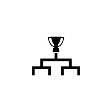 Simple black vector icon of a tournament bracket with trophy, representing co Stock Illustration