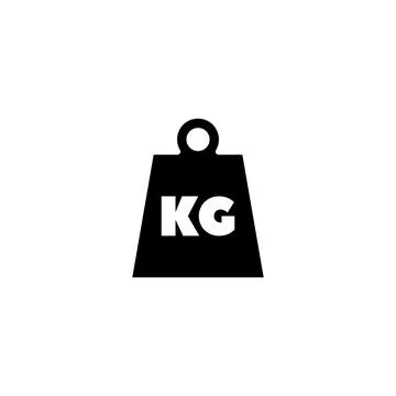 Simple black vector icon of a weight with KG label, representing kilogram m.. Stock Illustration