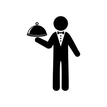 Simple black vector waiter icon Illustration