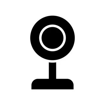 Simple Black Webcam Design on White Background Isolated Icon Graphic Stock Illustration