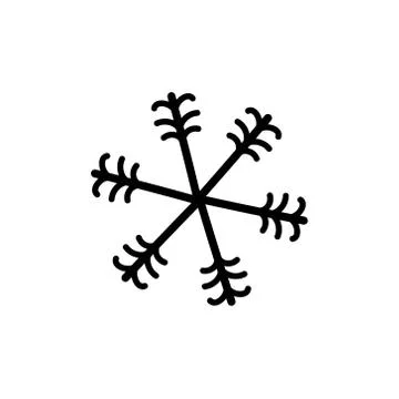 Simple black winter snowlake. Christmas vector icon. Stock Illustration