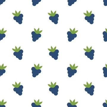 Simple blackberry seamless pattern. Berry food summer background. Stock Illustration