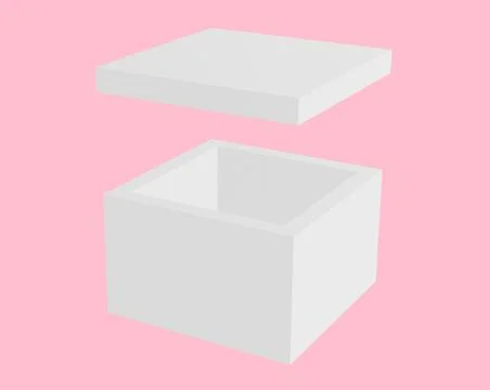 Simple blank cardboard open box, 3d render Stock Illustration