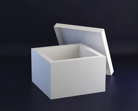 Simple blank cardboard open box with lid, 3d render Stock Illustration