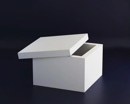 Simple blank cardboard open box with lid, 3d render Stock Illustration