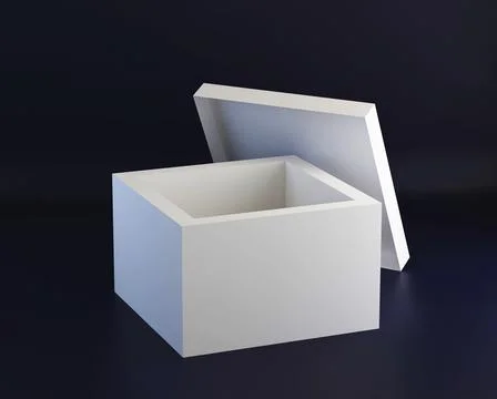 Simple blank cardboard open box with lid, 3d rendered Stock Illustration
