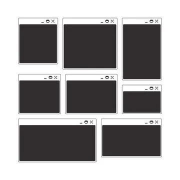 Simple blank monochrome pixel pop-up windows Illustrazione stock