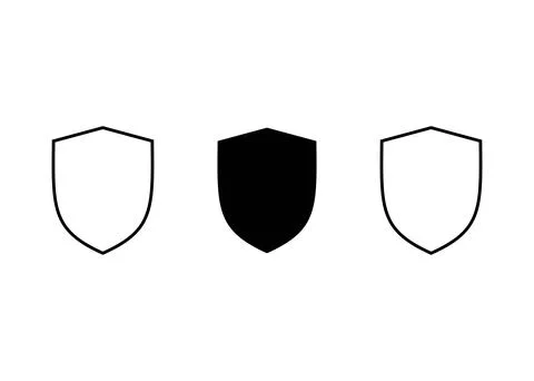 Simple Blank Shield Shape Outlines Illustrazione stock
