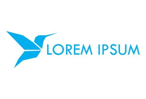 Simple Blue Abstract Fold Bird Logo Design	 Stock Illustration