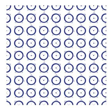 Simple blue alarm clock. Seamless pattern. Stock Illustration