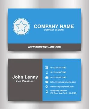 Simple blue and black theme business name card template vector Stock Illustration