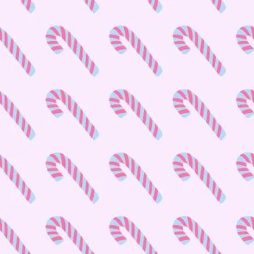 Simple blue and pink colored christmas lollipops seamless pattern. Light back Stock Illustration