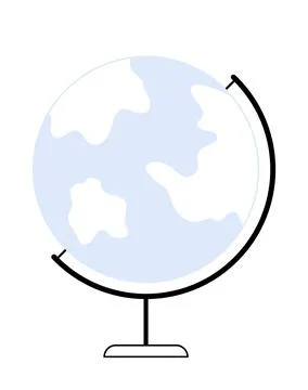 Simple Blue and White Globe on a Stand with Basic Continent Outlines in Min.. Stock Illustration