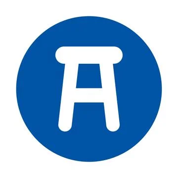 Simple Blue Background with Stylized White Icon Representing a Stool Design Stock Illustration