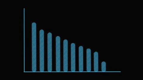 Simple Blue Bar Chart with Descending Bars on animated Black Background gra.. 動画素材 321592307