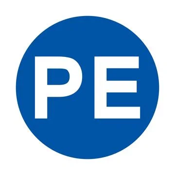 Simple Blue Circle Logo Featuring Bold White Letters PE for Modern Branding Stock Illustration
