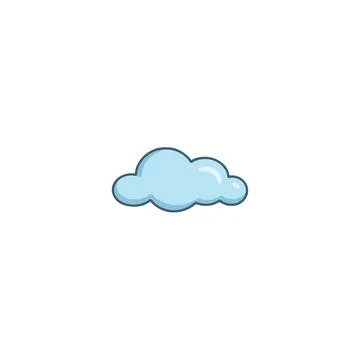 Simple blue cloud illustration against blank background evokes calm weather.. Stock Illustration