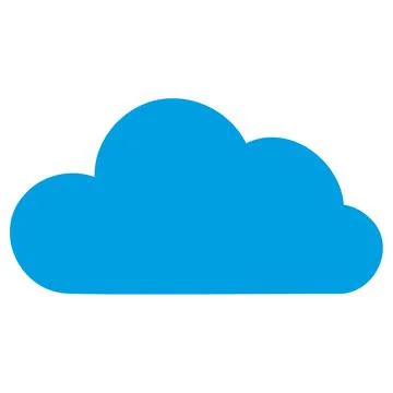 Simple blue cloud symbol on white background: minimal weather icon Stock Illustration