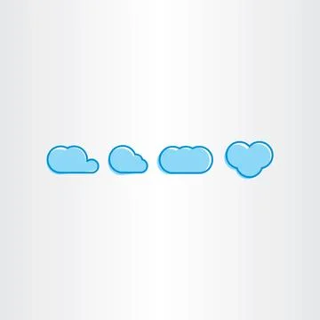 Simple blue clouds icon vector set Stock Illustration