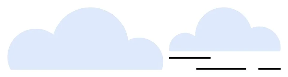 Simple Blue Clouds with Wind Representation on White Background イラスト素材