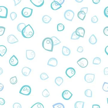 Simple Blue Doodle Vector Seamless Waterdrop Pattern for background, banner w Stock Illustration