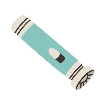 Simple blue flashlight in flat style. Electric lamp vector illustration on Stock Illustration