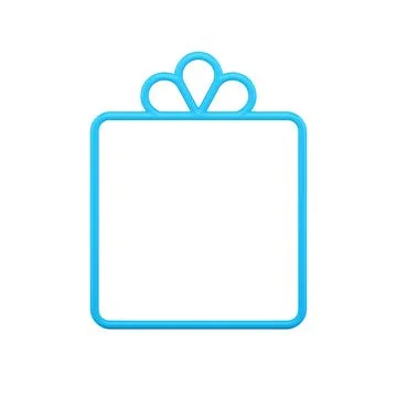 Simple blue frame festive square gift box with bow contoured decorative desig 스톡 일러스트