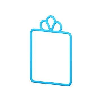 Simple blue frame festive square gift box with bow contoured decorative desig 스톡 일러스트