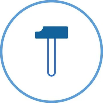 Simple blue hammer icon in a circle representing tools and construction trade Illustrazione stock