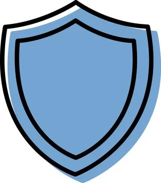 Simple blue heraldic medieval shield icon Illustrazione stock