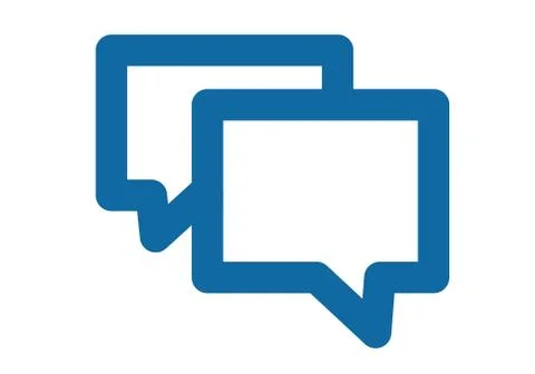 A simple blue icon about the message, chat or conversation. Two bubbles Stock Illustration