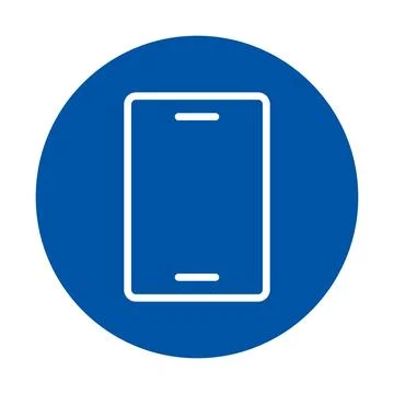 Simple Blue Icon Representing a Smartphone on a Bold Circular Background Stockillustratie