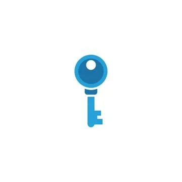 Simple blue key symbol isolated on white background with a minimalist icon of Ilustração Stock