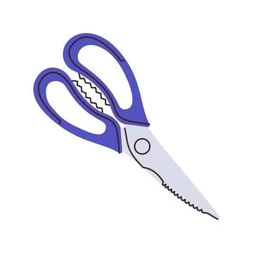 Simple blue kitchen scirrors isolated. Concept of cooking utensil, tool. Ve.. Stock Illustration