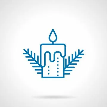 Simple blue line candle vector icon Stock Illustration