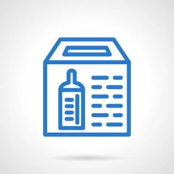 Simple blue line donation box vector icon Illustrazione stock