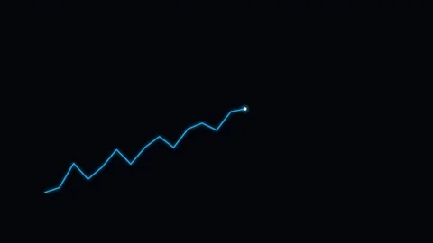A simple blue line graph showing a small upward trend on a black background 스톡 동영상 339618359