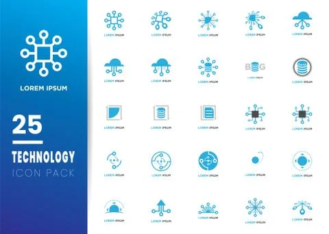 Simple Blue line icon logo technology isolated on white blue grey background. Stock Illustration