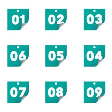 Simple blue note paper number illustration 1 until 10 Stock-Illustration