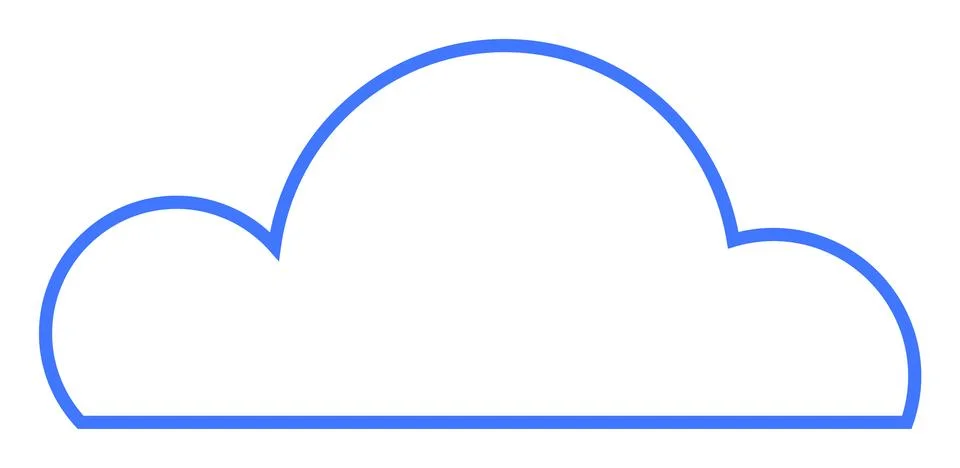 Simple Blue Outline of Cloud Shape with Clean Minimalist Design 스톡 일러스트