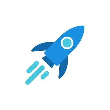 Simple Blue Rocket Launching Icon Symbolizing Progress and Startup 库存插图