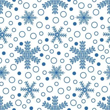 Simple blue snowflake on white background, christmas seamless pattern for dec Stock Illustration