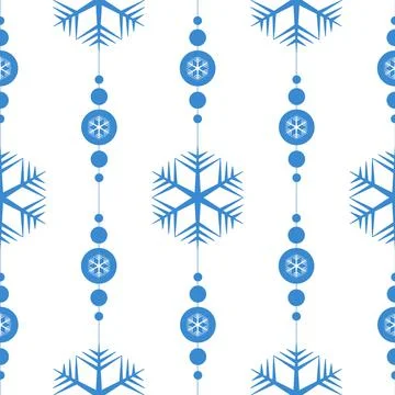 Simple blue snowflake on white background, christmas seamless pattern for dec Stock Illustration