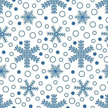 Simple blue snowflake on white background, christmas seamless pattern for d.. Stock Illustration