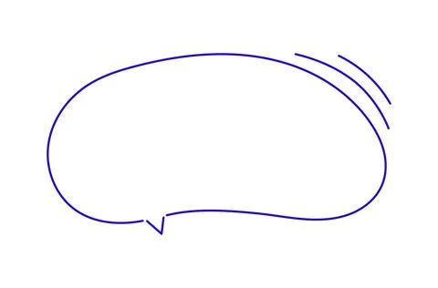 Simple blue speech bubble outline on transparent or white background Stock Illustration