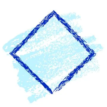 Simple blue square background hand draw vector crayon sketch frame Stock Illustration